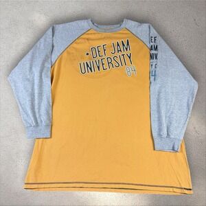 Vtg Y2K Def‎ Jam DJ University Raglan Long Sleeve T-Shirt 3XL Hip Hop Streetwear